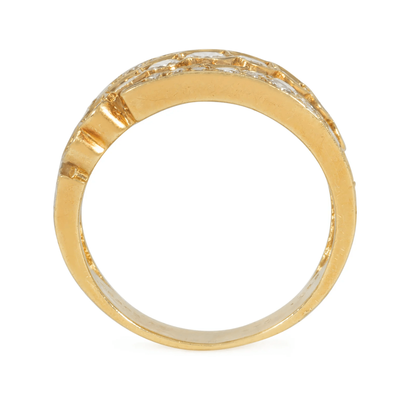 Van Cleef & Arpels French 1980s 18KT Yellow Gold Diamond Ring profile