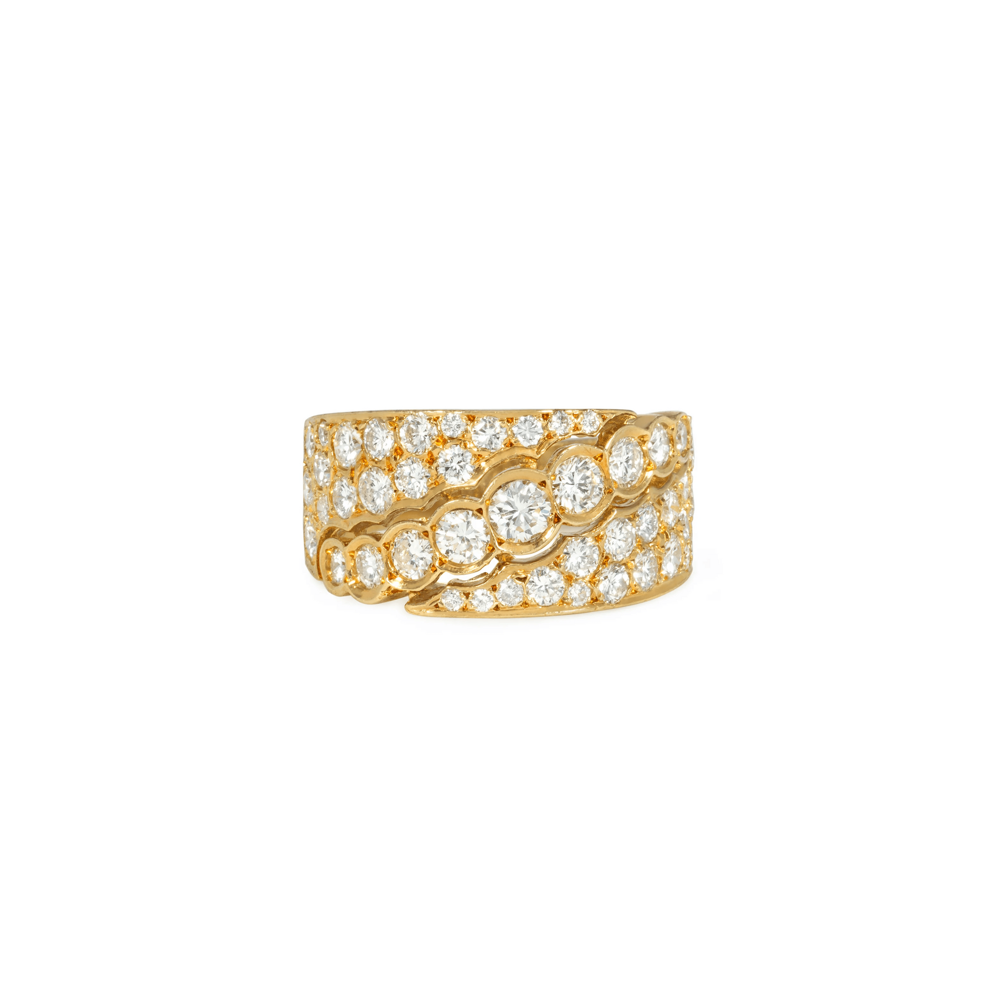 Van Cleef & Arpels French 1980s 18KT Yellow Gold Diamond Ring front