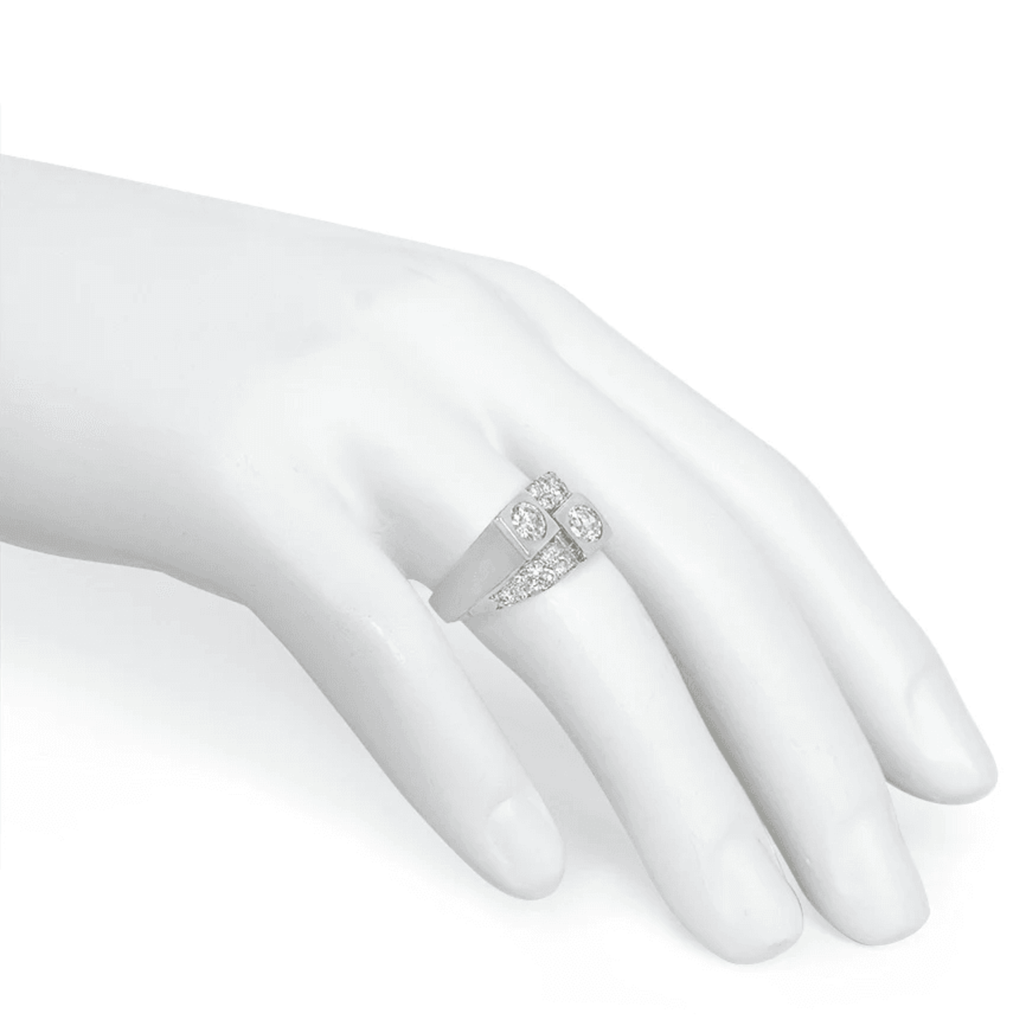 French Art Deco Platinum Diamond Ring on finger