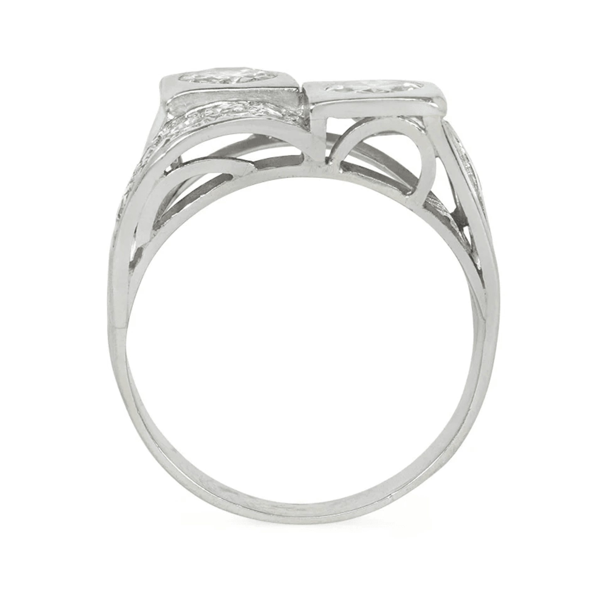 French Art Deco Platinum Diamond Ring profile