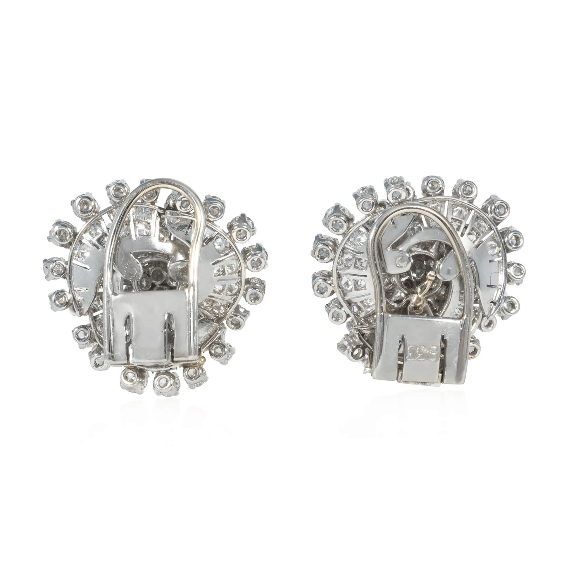 1950s Platinum Diamond Earrings back