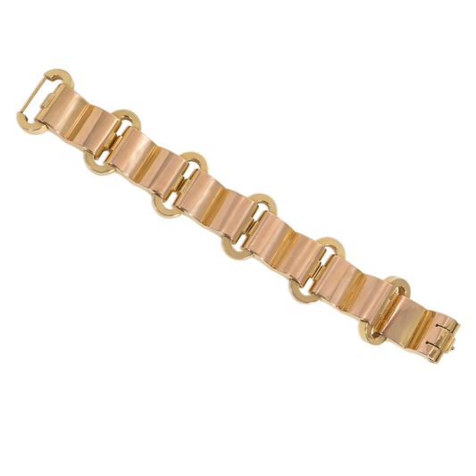 French Retro 18KT Yellow Gold Tank Bracelet back