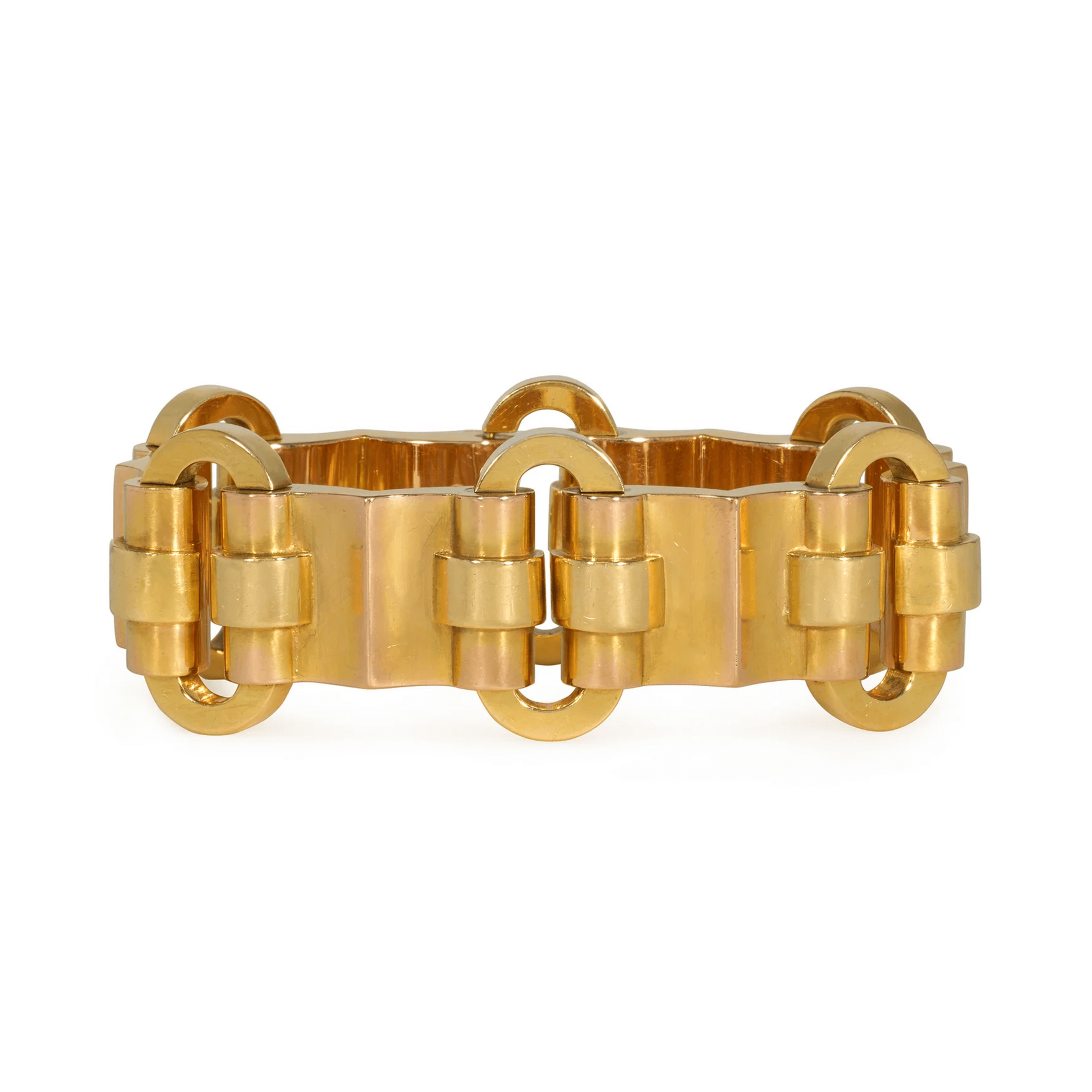 French Retro 18KT Yellow Gold Tank Bracelet front