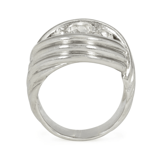 French Art Deco Platinum Diamond Ring profile