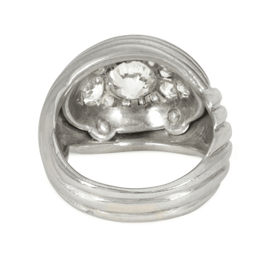 French Art Deco Platinum Diamond Ring back