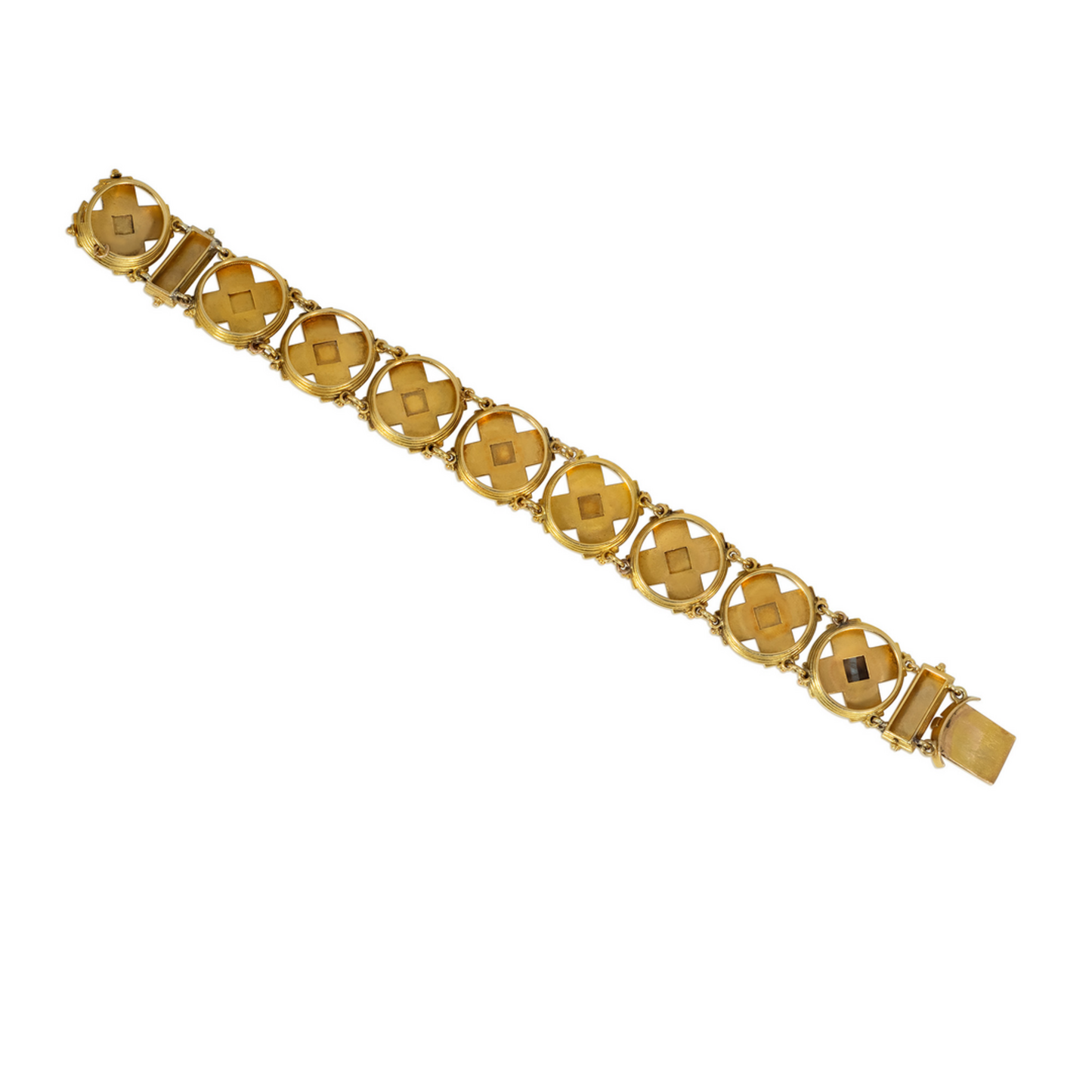 Victorian 18KT Yellow Gold Agate Bracelet back