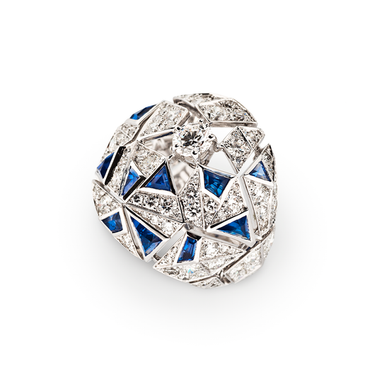 Chanel Post-1980s 18KT White Gold Sapphire & Diamond Muse Ring side