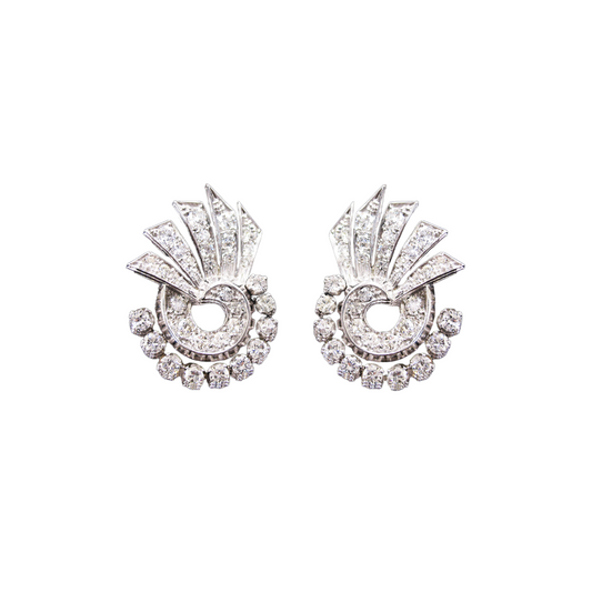 Art Deco Platinum and Diamond Earrings front