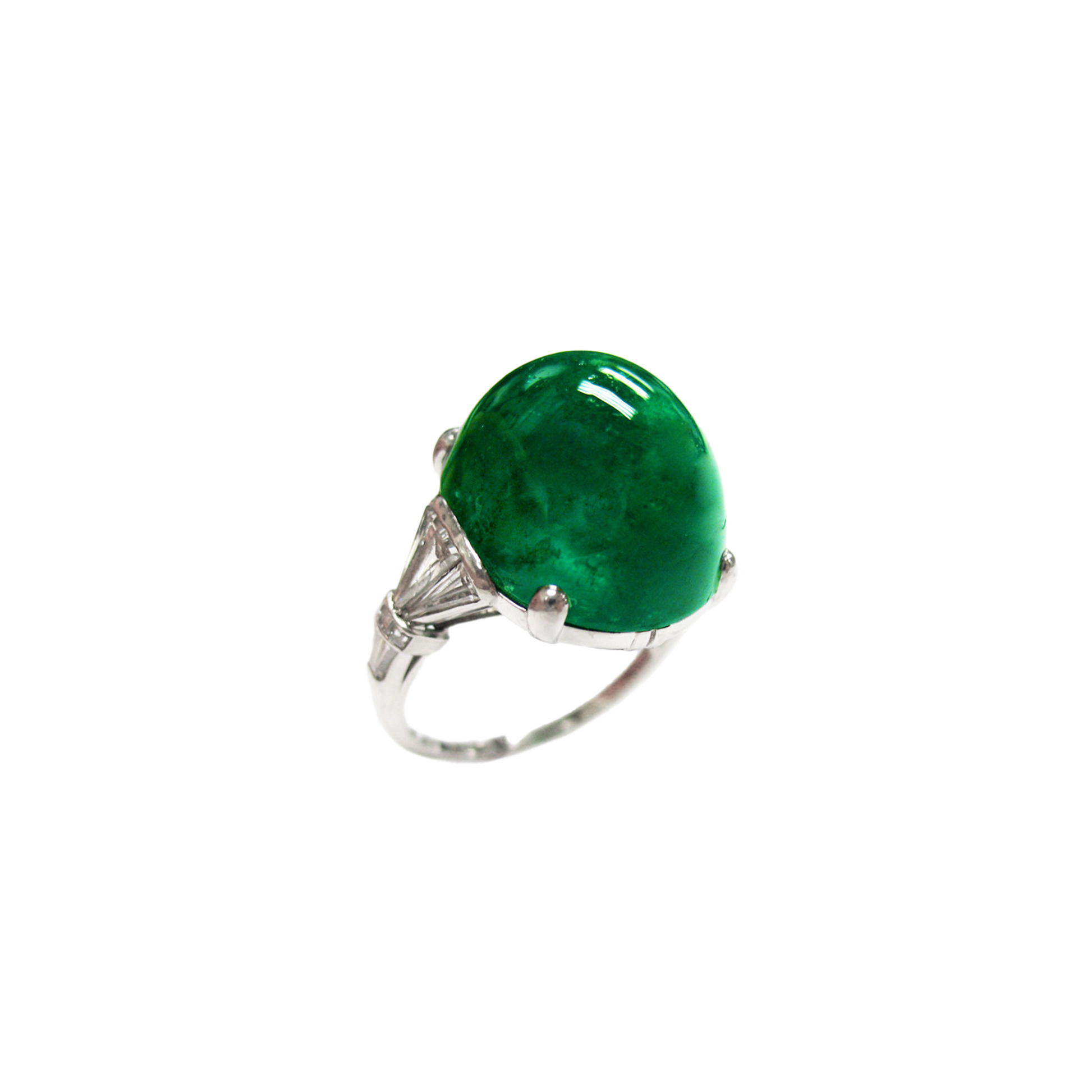 Art Deco Platinum Emerald & Diamond Ring front