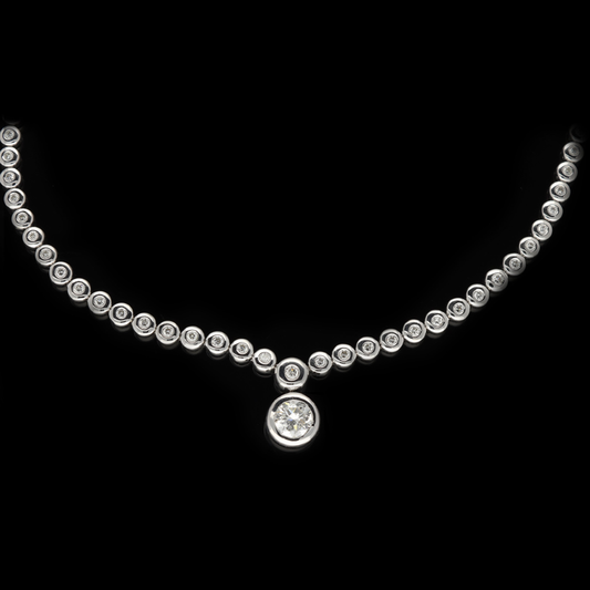 Post-1980s 18KT White Gold Diamond Necklace front