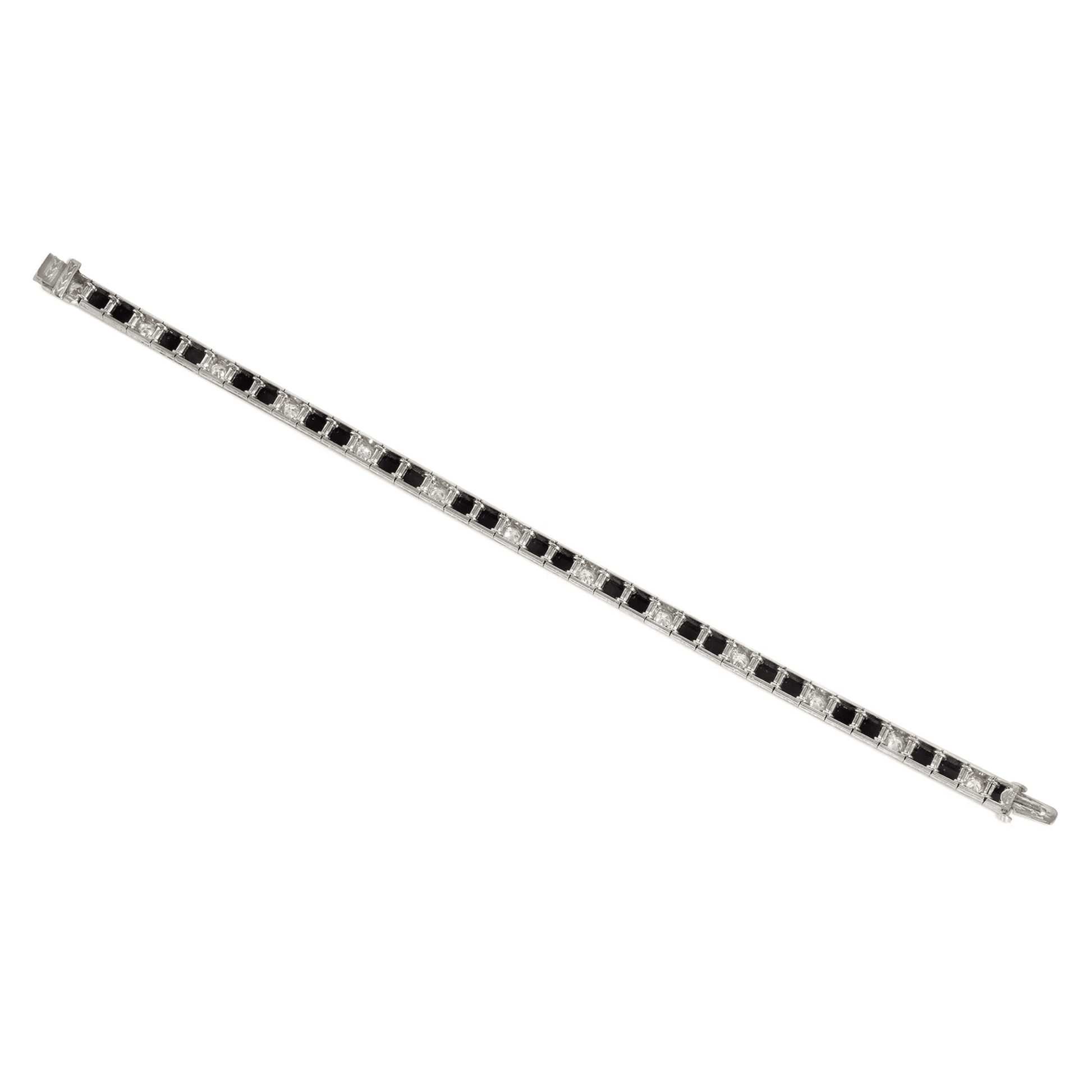 Art Deco Platinum Diamond & Onyx Bracelet back