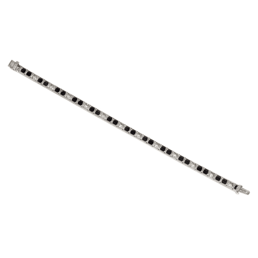 Art Deco Platinum Diamond & Onyx Bracelet back