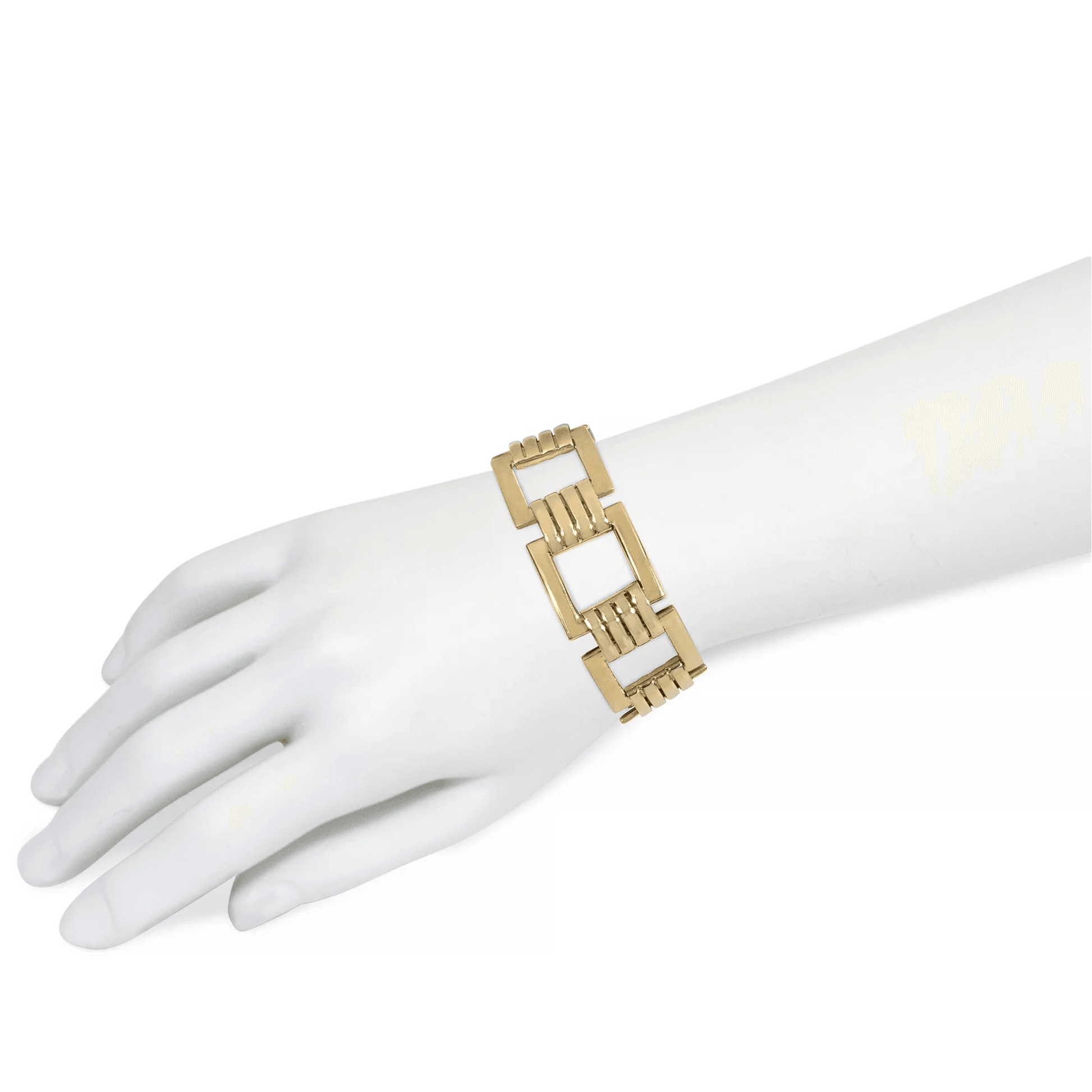 Tiffany & Co. Retro 14KT Yellow Gold Bracelet on wrist