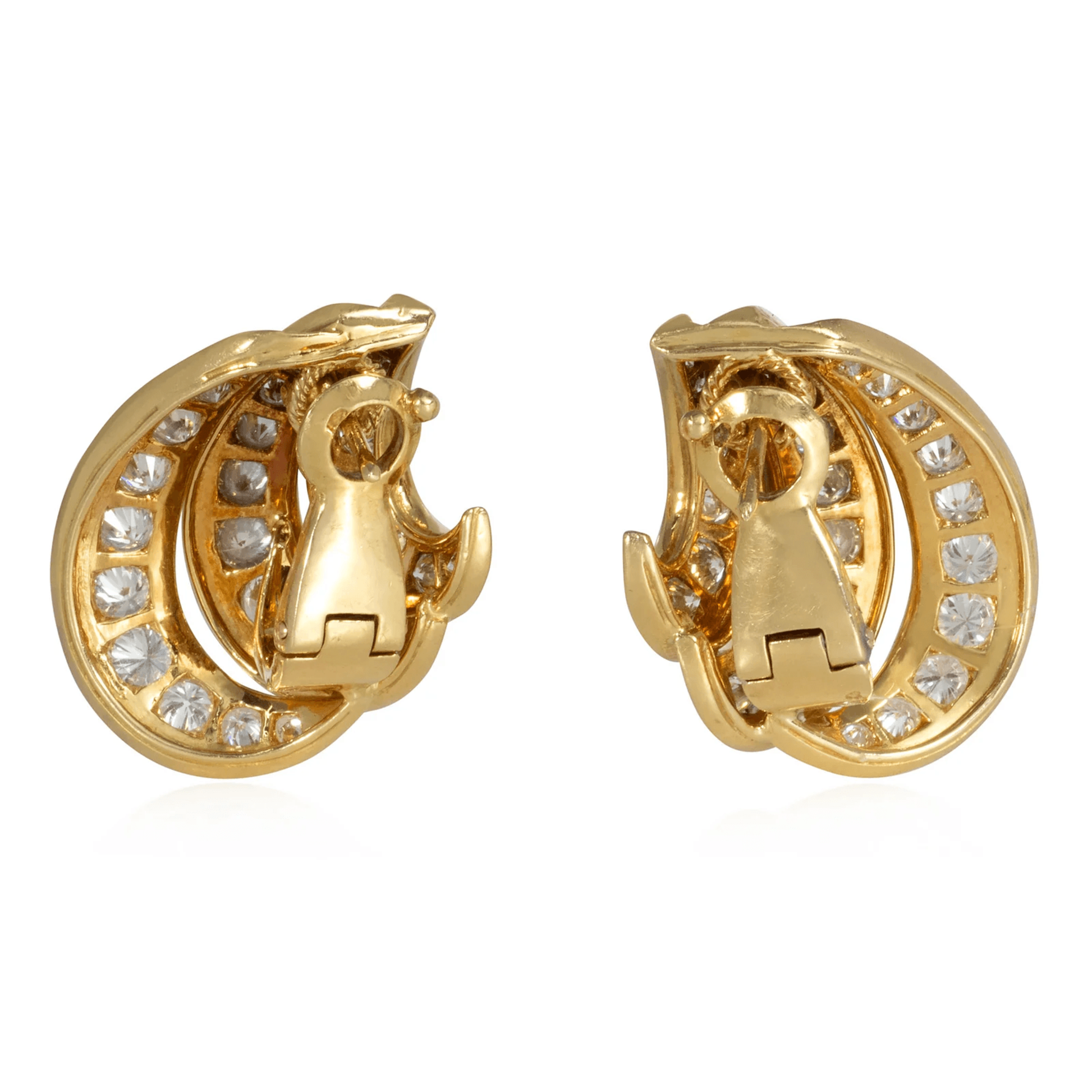 1950s 18KT Yellow Gold Diamond Earrings back