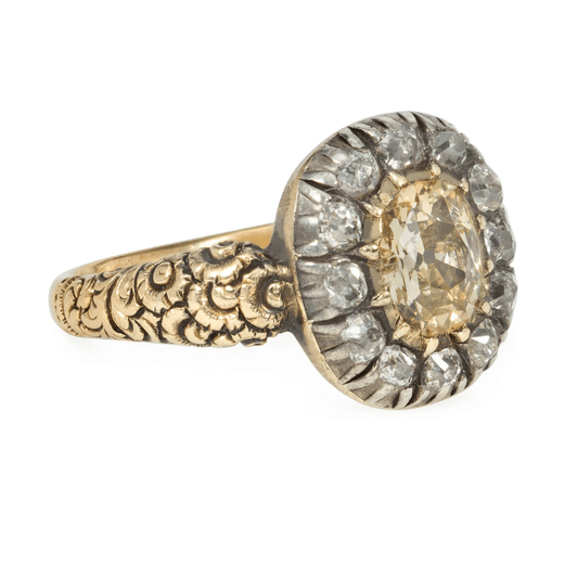 Georgian 18KT Yellow Gold Diamond Ring side