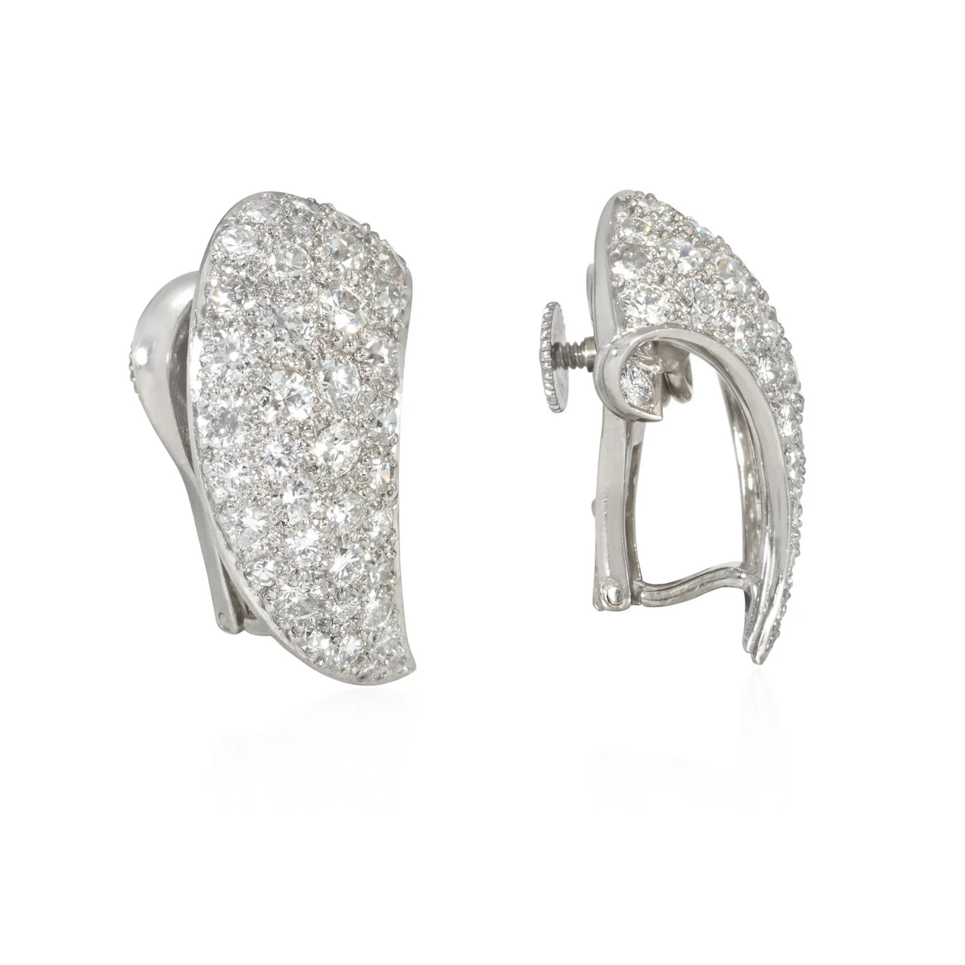 Retro Platinum Diamond Earrings side