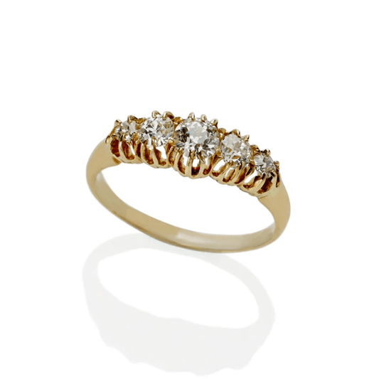Edwardian 18KT Yellow Gold Diamond Ring front