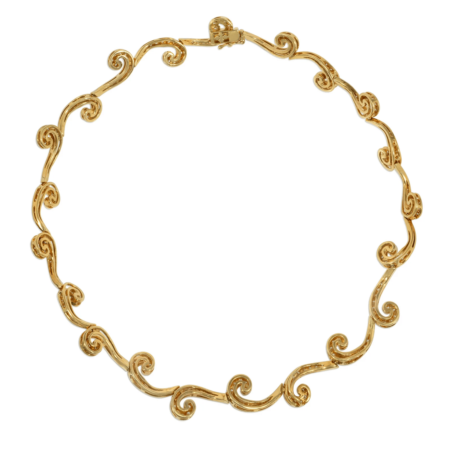 1960s 18KT Yellow Gold Diamond Necklace back