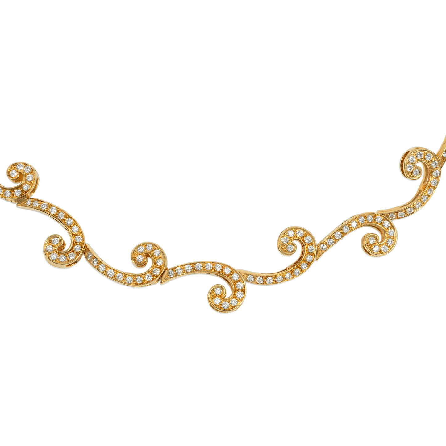 1960s 18KT Yellow Gold Diamond Necklace close-up