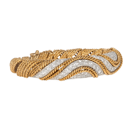1960s 18KT Yellow Gold Diamond Bracelet side