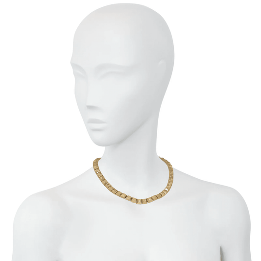 Retro 14KT Rose & Yellow Gold Necklace on neck