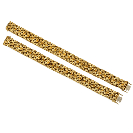 German 1960s 18KT Yellow Gold Bracelets front