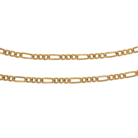 French Antique 18KT Yellow Gold Necklace close-up of chain