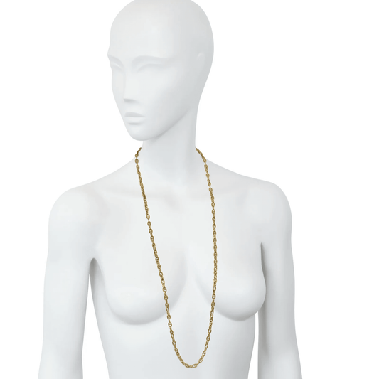 French Antique 18KT Yellow Gold Necklace on neck