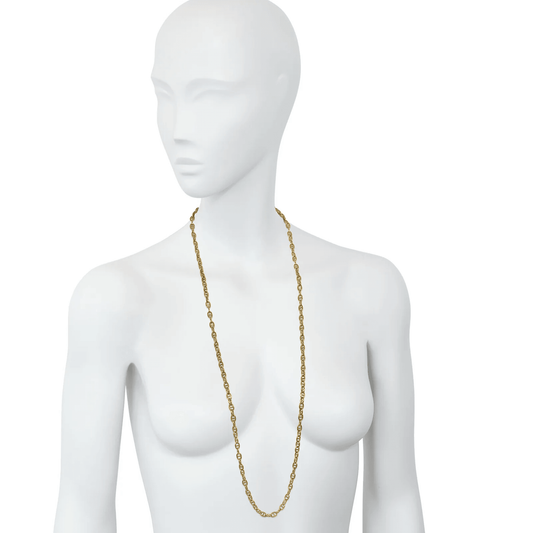 Boucheron French 1960s 18KT Yellow Gold Necklace on neck