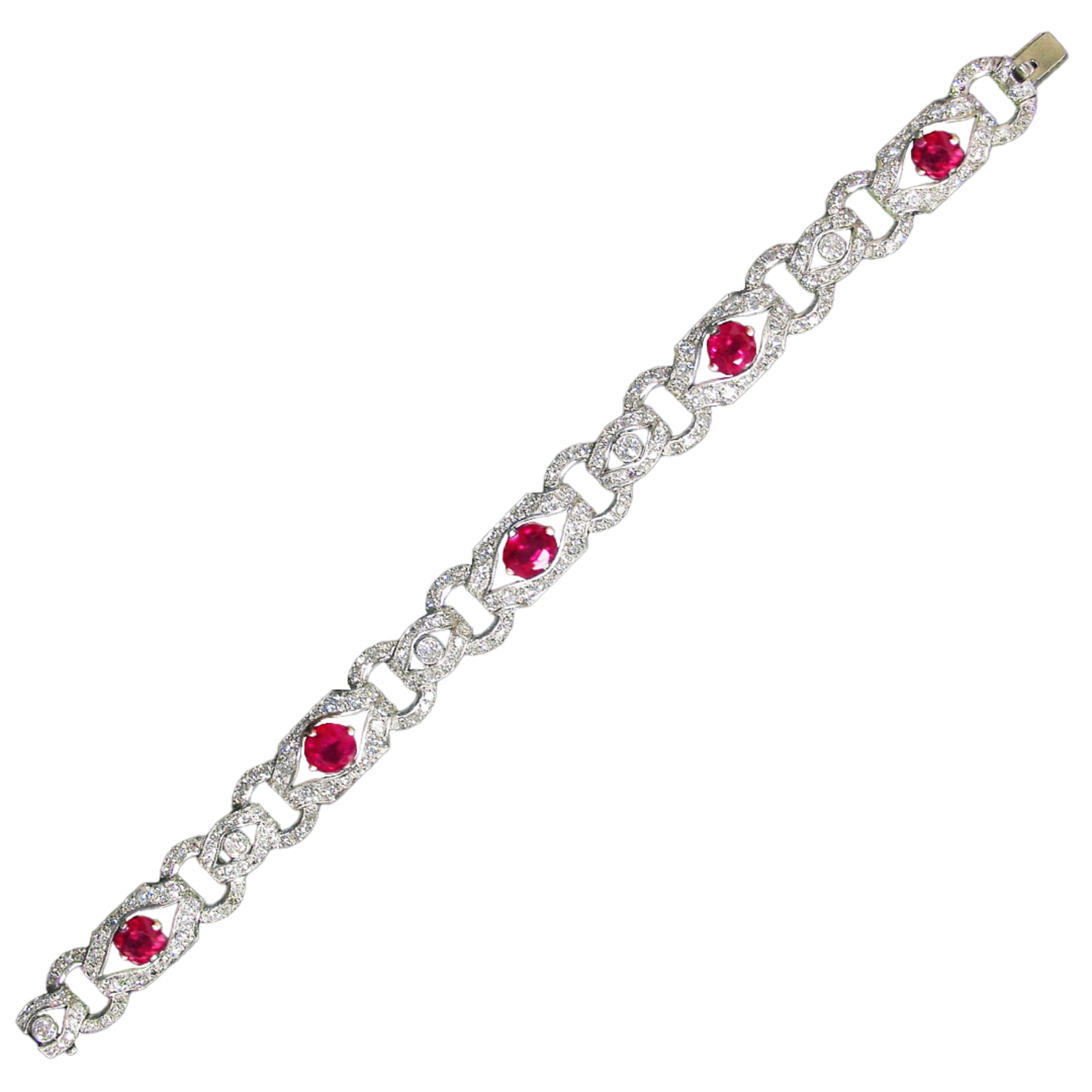 1930s Platinum Ruby & Diamond Bracelet