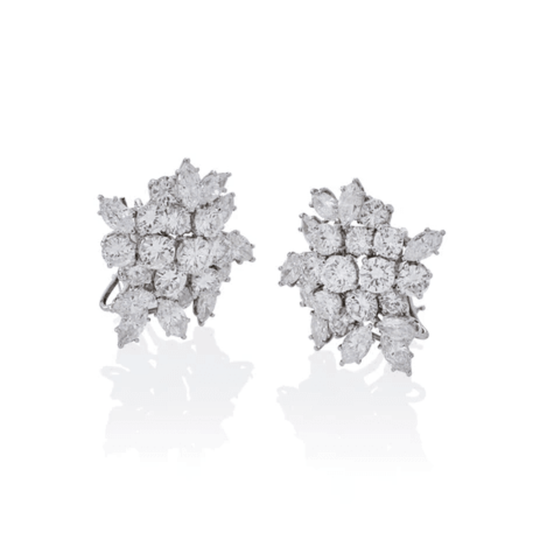 1950s Platinum Diamond Earrings front