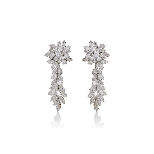 1950s Platinum Diamond Earrings front