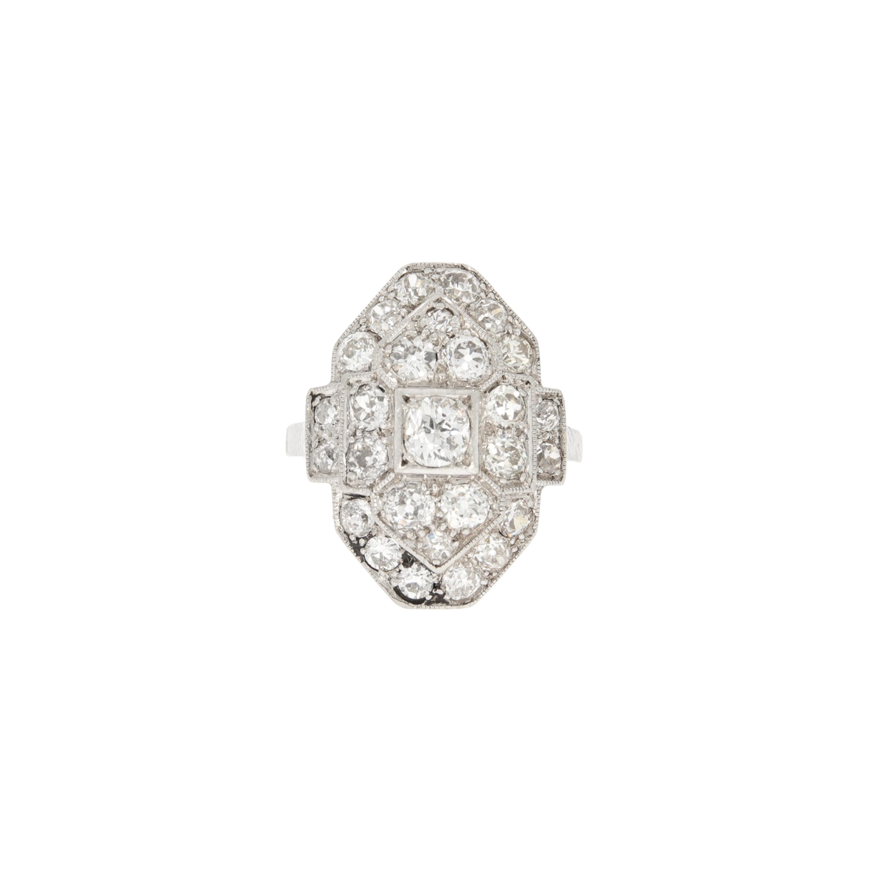 Art Deco Platinum Diamond Ring front