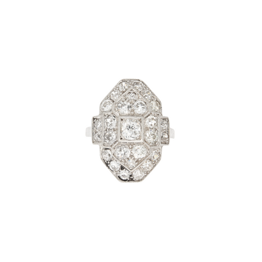 Art Deco Platinum Diamond Ring front