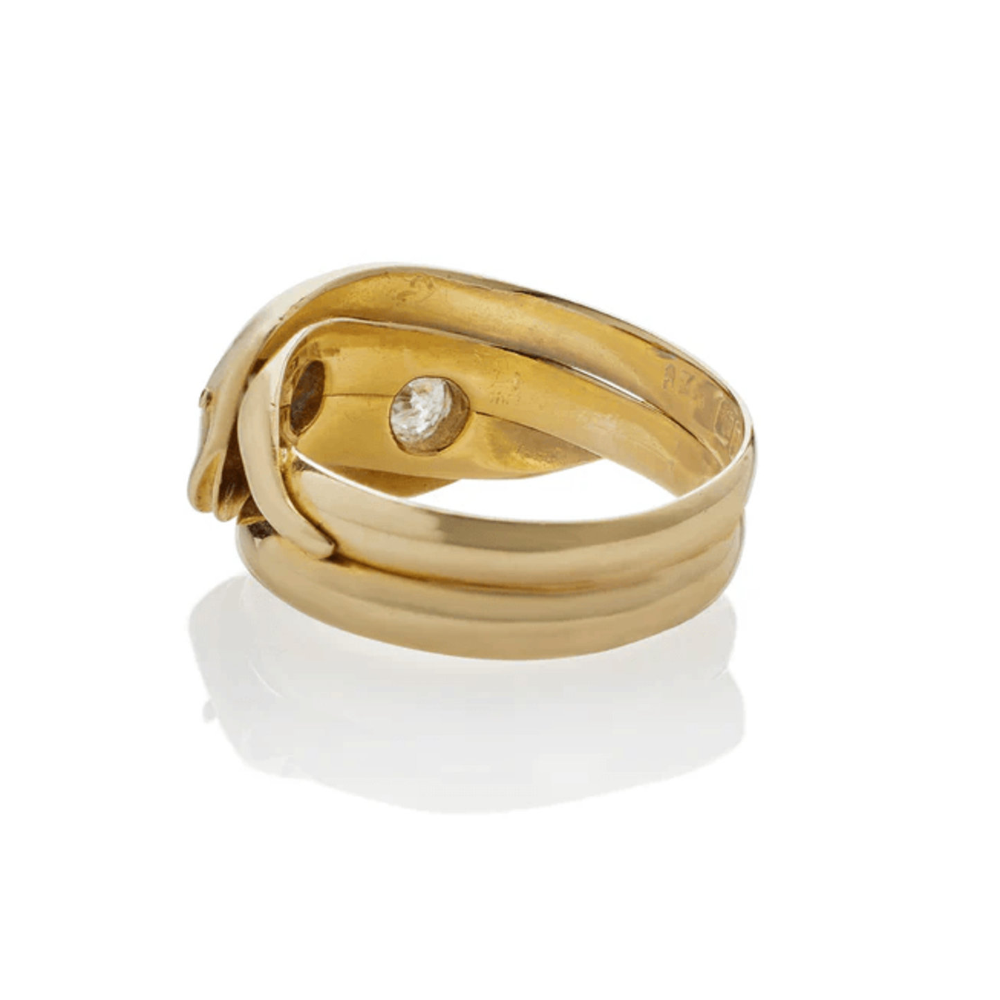 Victorian 18KT Yellow Gold Diamond & Sapphire Snake Ring back