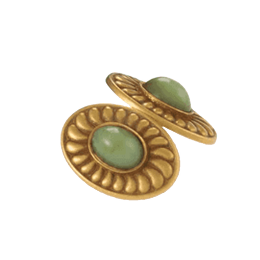 Pickslay & Co. Art Nouveau 18KT Yellow Gold Chrysoprase Cufflinks front