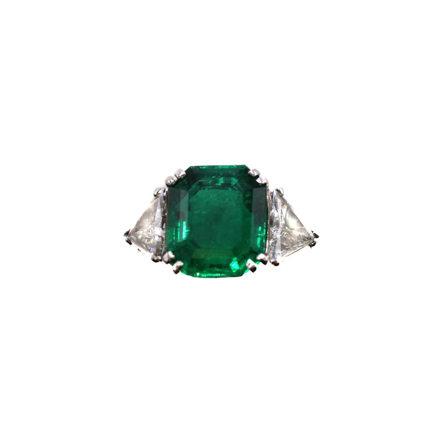 Andrew Clunn Post-1980s Platinum Emerald & Diamond Ring front