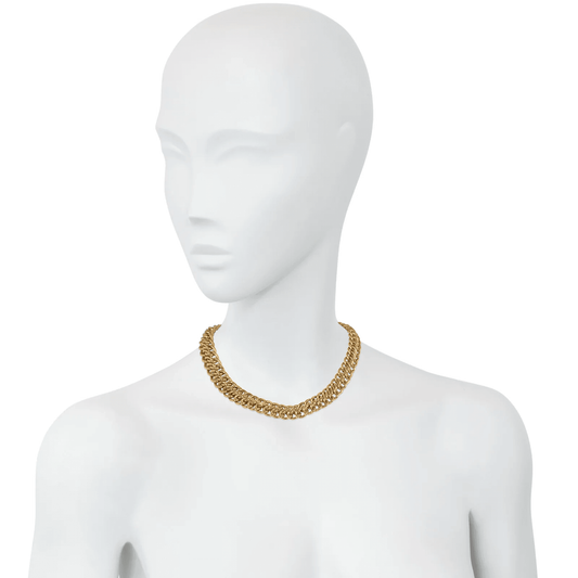 French Retro 18KT Rose Gold Necklace on neck