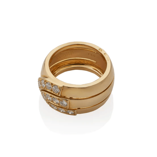 Cartier Paris 1980s 18KT Yellow Gold Diamond Ring side