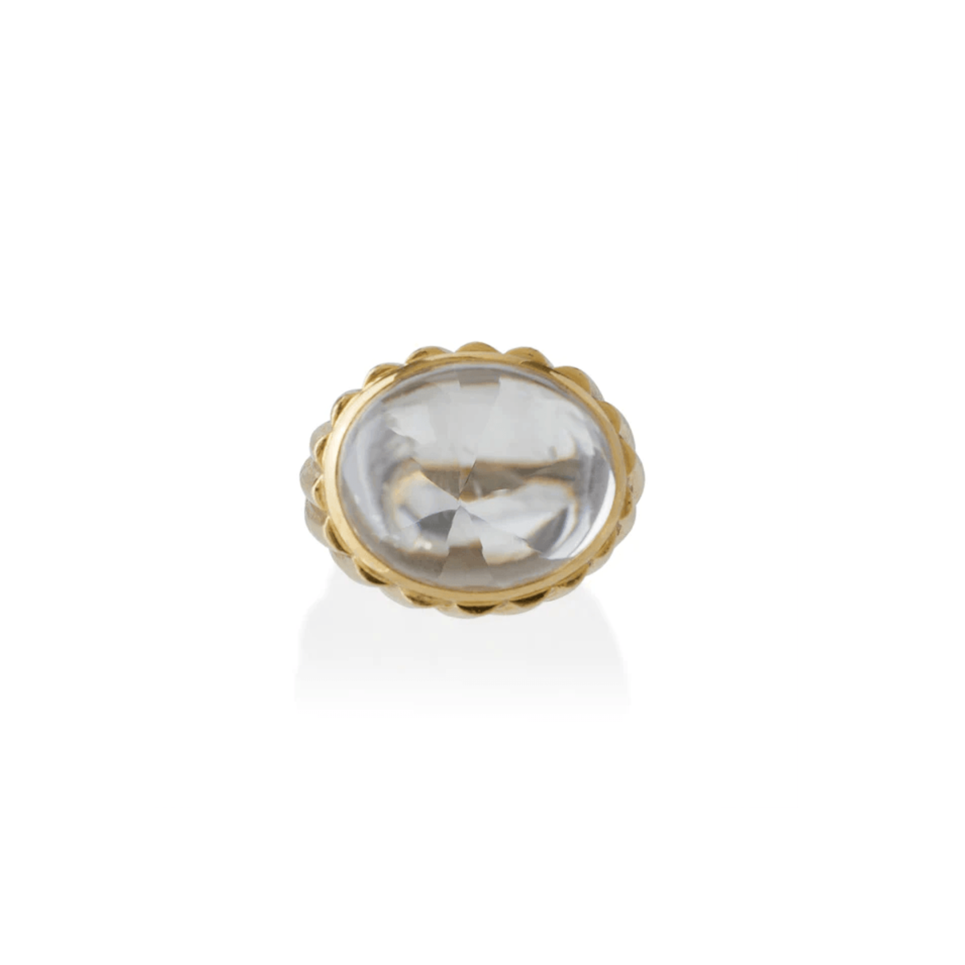 David Webb 1960s 18KT Yellow Gold Rock Crystal Bombé Ring front