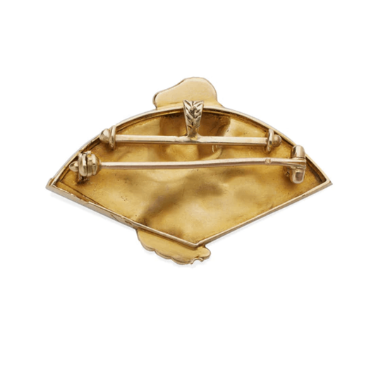 Jules Chéret French Art Nouveau 18KT Yellow Gold Diamond Brooch back