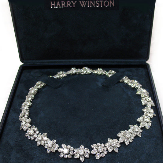 Harry Winston 1950s Platinum Diamond Necklace in box