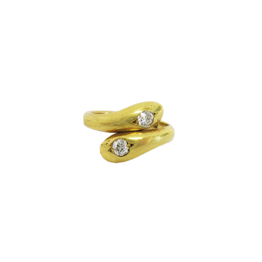 Victorian 18KT Yellow Gold Diamond Snake Ring front