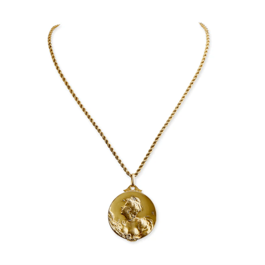 Comte d'Epinay de Briort French Art Nouveau 18KT Yellow Gold Diamond Medal Habillé Locket Necklace back