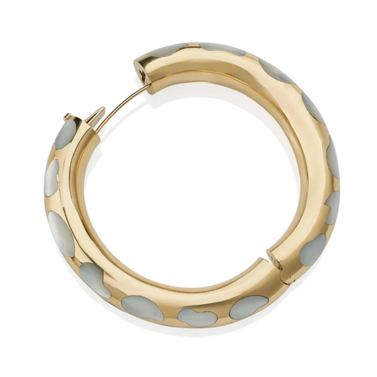 Angela Cummings Tiffany & Co. 1970s 18KT Yellow Gold Mother of Pearl Bangle Bracelet profile