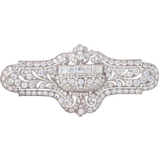 E.M. Gattle & Co. Art Deco Platinum Diamond Brooch front