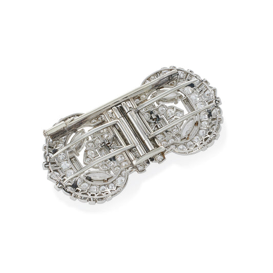 Cartier London 1930s Platinum Diamond Brooch back