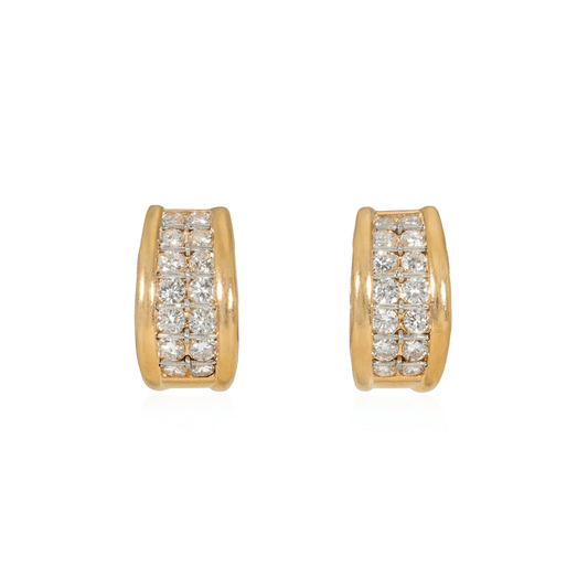 Cartier Paris Post-1980s Platinum & 18KT Yellow Gold Diamond Earrings front