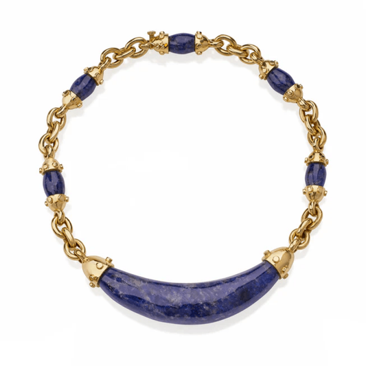 Aldo Cipullo Cartier 1970s 18KT Yellow Gold Sodalite Necklace front