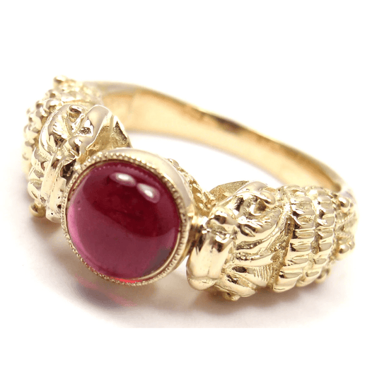 Zolotas Greece Post-1980s 18KT Yellow Gold Pink Tourmaline Ring front